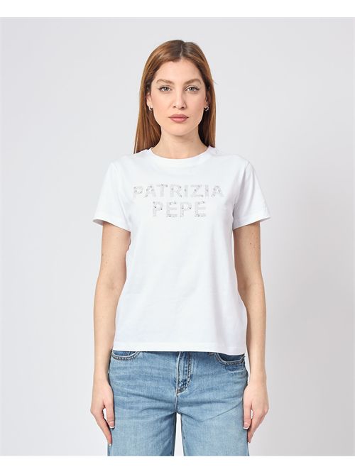 T-shirt donna Patrizia Pepe con logo a paillettes PATRIZIA PEPE | 2M4426-J277W103